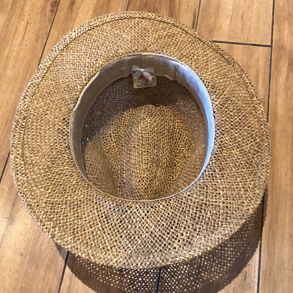 Vintage Golden Gate Woven Straw Fedora Hat with floral band, Size M - Picture 6 of 9
